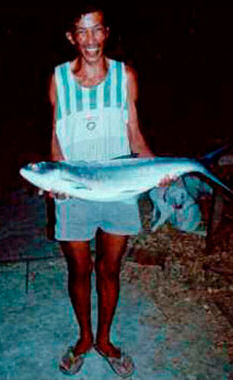 Fisherman with freh fish